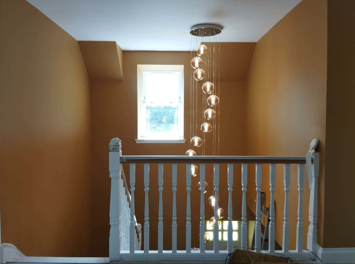 Job C finished: ochre landing with white banister